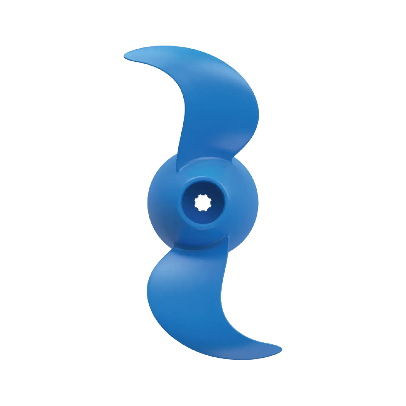 A blue Spirit 2 Propeller with two blades and a central hub is shown from above on a plain white background. Oceans EV