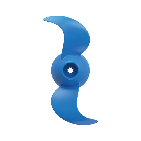 A blue Spirit 2 Propeller with two blades and a central hub is shown from above on a plain white background. Oceans EV