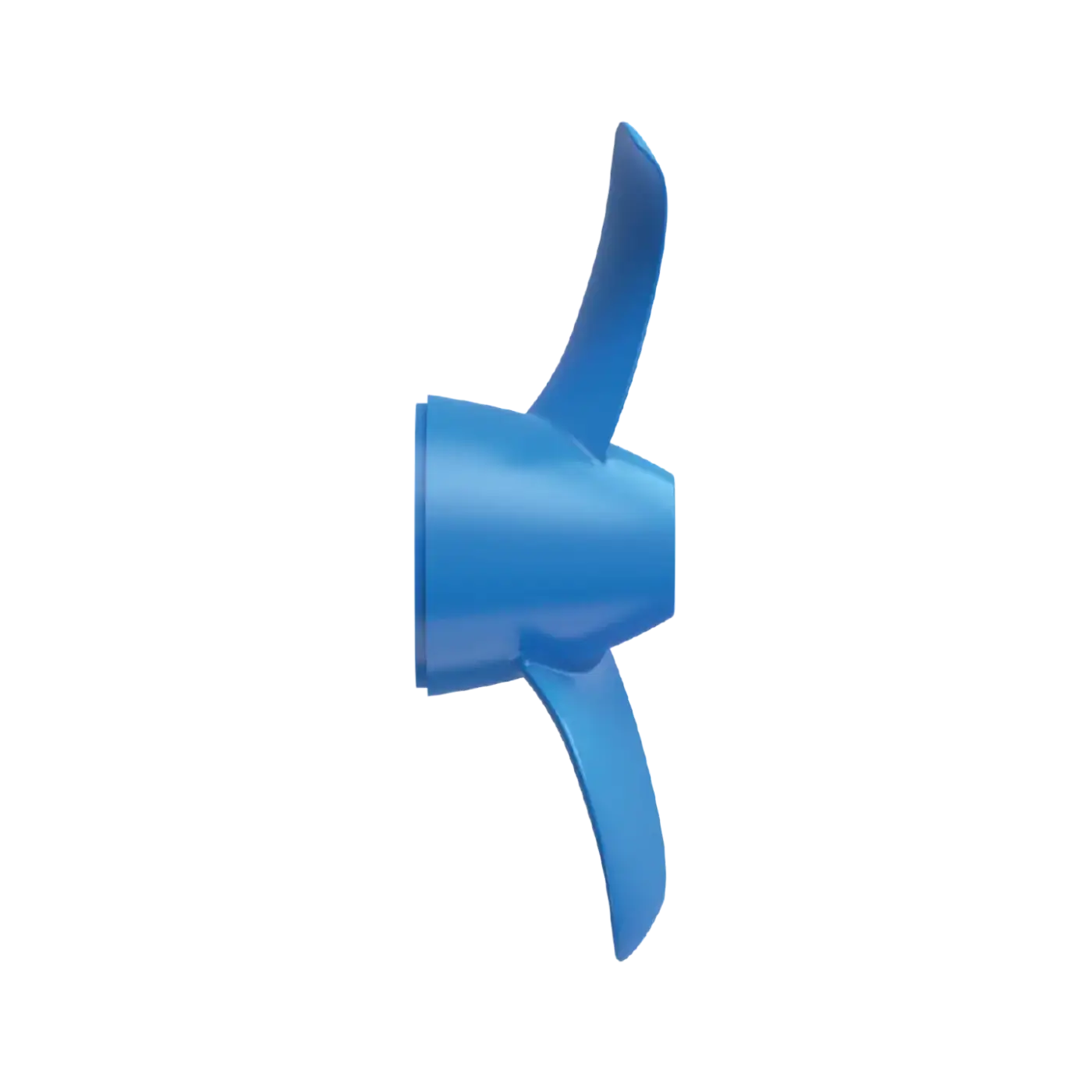 A 3D-rendered Spirit 2 Propeller in blue, featuring two blades, is shown from the side on a plain white background. Oceans EV