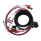 A coiled set of black and red cables with connectors, a fuse holder, circuit breaker, and plug—ideal for use with the Spirit 2 E-Series Battery Adapter—arranged neatly on a white background. Oceans EV
