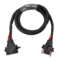 The Spirit 2 Battery Extension Cable is a black braided cord with a European two-prong plug and a rectangular power connector, coiled neatly with plastic wrap, made for use with Spirit 2 battery devices. Oceans EV