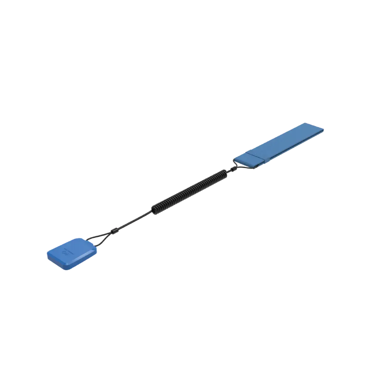 A blue flexible stick from the Spirit 2 Magnetic Kill Switch, featuring a rectangular paddle on one end, a small square piece on the other, and joined by a black coiled spring, shown against a plain white background. Oceans EV