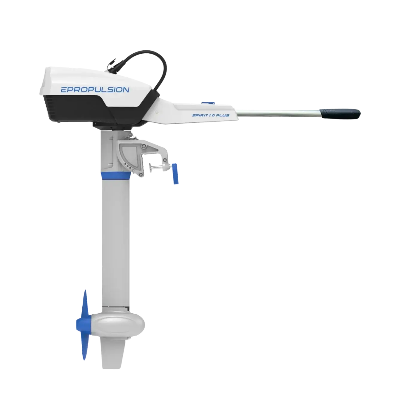 The stylish Tiller Handle Extension, featuring a white and blue design with the 